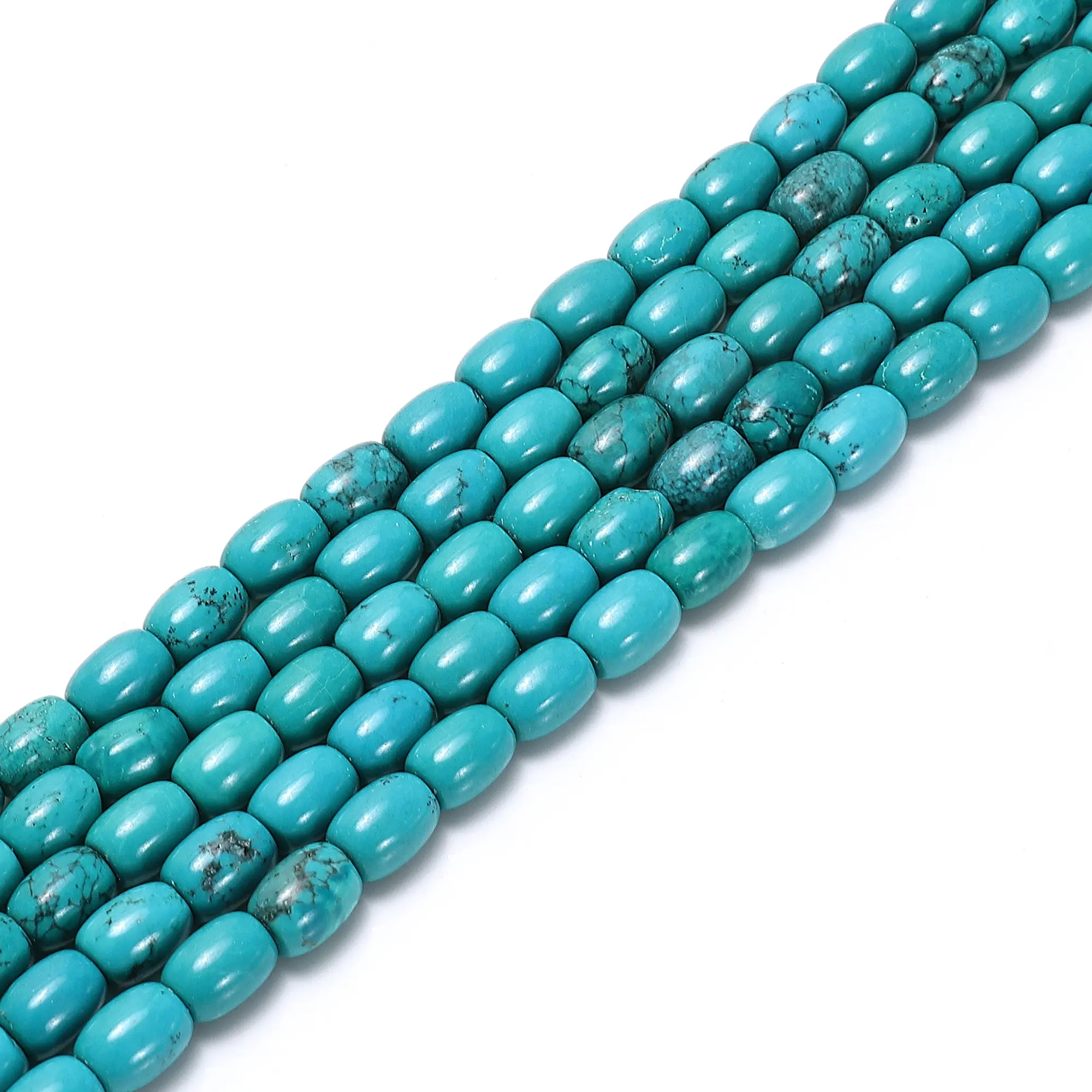 Loose 5x7mm 7x9mm Blue Green Turquoise Gemstone Bead Strands Barrel Shape Stone Beads for Jewlery Making