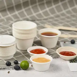 Factory Wholesale Restaurant Dinnerware Bagasse Ecofriendly Compostable Natural Small Soy Dipping Sauce Bowl
