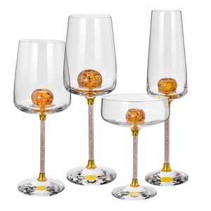 Mariage personnalisé luxe cristal feuille d'or boire Martini <span class=keywords><strong>champagne</strong></span> vin rouge verres gobelet ensemble - Product Image 1