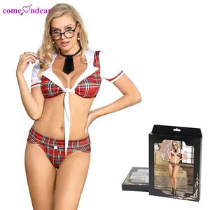 2022 High Quality School Girls Student Uniform Plaid Sexy Costumes Plus Size Bra And Panties Sets Erotic Cosplay Women Lingerie