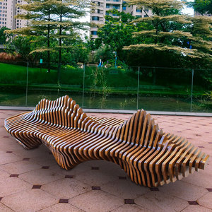 Solid <b>Wood</b> Slice <b>Bench</b> 1800x450x450mm 2000x400x450mm 4000x400x450mm Durable Outdoor Commercial Waiting Chair - Product Image 2