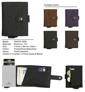Cartera Larga de PU CardHoda con Protección RFID, Cierre Plegable Minimalista, Patrón Geométrico Negro, Tarjetero Unisex - Product Image 4