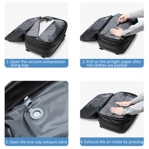 17 Inch Expandable Waterproof Travel Backpacks Men Business Laptop Backpack With Valve Vacuum Compression Backpack