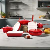 Batterie de Cuisine 7 Pièces en Fonte Émaillée - Moule à Pain Antiadhésif, Cocotte et Ustensiles de Cuisson pour Plaque de Cuisson