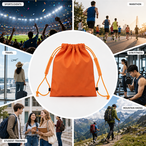 Custom Logo Promotional Polyester <b>Drawstring</b> <b>Bag</b> <b>Waterproof</b> Nylon Cinch Sack Backpack for Sports Gym Travel - Product Image 2