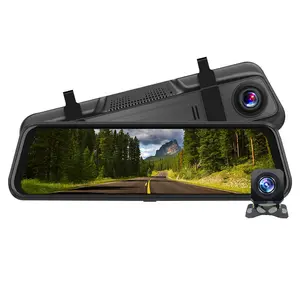 Espião traço cam carro tela de toque inteligente 2in1 frontal e traseira dvr traseira 4k 2.5k gps caixa preta espelho traço cam