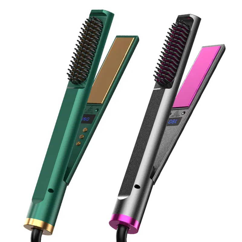 LULA güzellik Amazon sıcak satış USB şarj edilebilir akülü saç düzleştirici fırça saç tarak düzleştirici saç bakımı