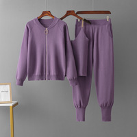 Nouvel ensemble de vêtements 3 pièces : veste en tricot, cardigan, débardeur, pull, survêtement, vêtements en tricot pour femmes, pantalon à poche