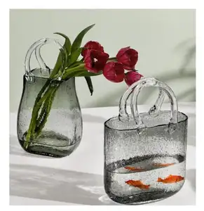 Großhandel Hauswaren Blume durchsichtig günstig Zylinder kundenspezifische Glasvase Geldbeutel Vase Dekoration Blumenarrangement Vase Aquarium