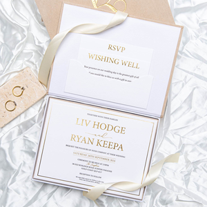 Lussuosa scatola di invito a nozze in velluto nudo Design unico stile amore fatto di carta elegante artigianato di carta - Product Image 2