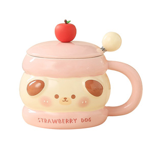 Vente en gros de tasses mignonnes à motifs d'animaux de dessins animés et de tasses en céramique de haute qualité pour filles - Product Image 5