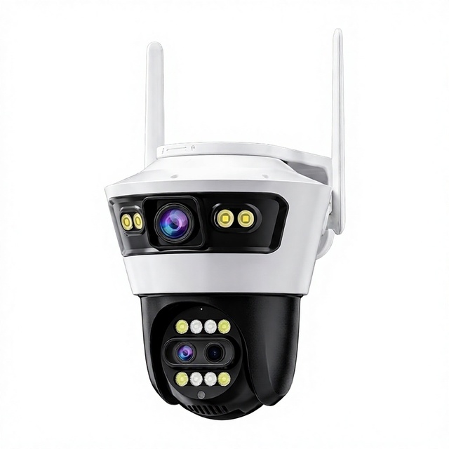 Wireless PTZ Security Camera Triple Lens Network Surveillance Camera Wi-Fi Outdoor Indoor Monitoring