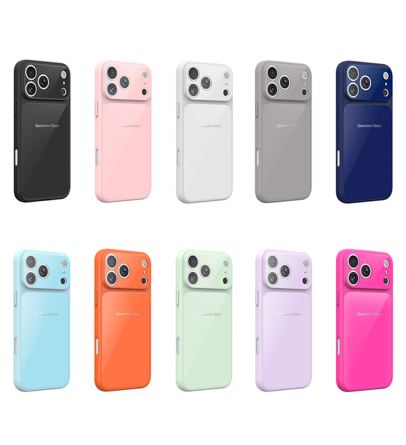 Macron Color Glossy Glass Phone case for IPhone17pm 17air 17pro 16 15 Full Lens Protection Solid Color Anti-scratch Phone case