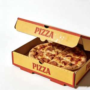 Caja de pizza corrugada personalizada con logo de 6/8/10/12/16 pulgadas, caja de embalaje para pizza para llevar de calidad alimentaria para restaurante, panadería y entrega a domicilio. - Product Image 1
