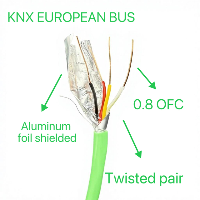 KNX EIB Bus Cable 2x2x0.8 Solid Bare Copper PVC Insulation Twisted Shielded Wire Smart Home Control Cable