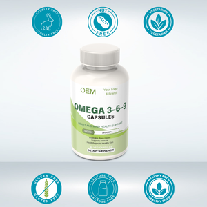 Capsules molles d'oméga <span class=keywords><strong>3</strong></span>-6-9 OEM 1000 mg - Huile d'algues à base de plantes, DHA et EPA, santé du cœur et du cerveau - Product Image 4