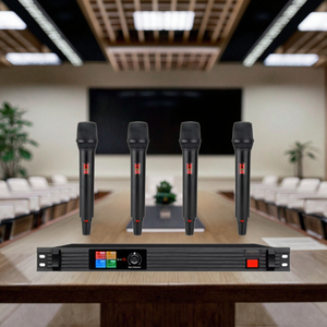 ไมโครโฟนไร้สาย UHF DPLL 4 ช่องสัญญาณ สำหรับการประชุม การร้องเพลง และการพูด - Product Image 2