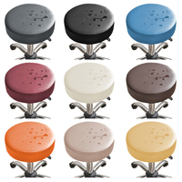 Housse de chaise en cuir PU, extensible, amovible, avec fond élastique, imperméable, antidérapante, résistante à la décoloration, décoration de la maison, tabouret rond personnalisable