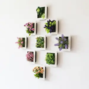 3D人造多汁植物壁挂植物方形塑料框架人造植物室内墙壁装饰绿化