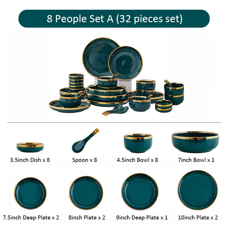 Green 8 people 26 pcs set A