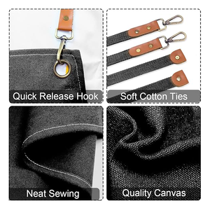 Custom Logo Waterproof <b>Kitchen</b> <b>Apron</b> Reusable Cotton Linen Oil Proof Cooking Baking BBQ Waist <b>Apron</b> Wholesale - Product Image 4