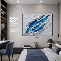 Weiße Zerrissene Blaue Galaxie-Nebel 3D-Geschnitzte Textur Wandkunst Silberrahmen Moderne Hotel-Flur Akzentwand Kundenspezifische Großproduktion OEM