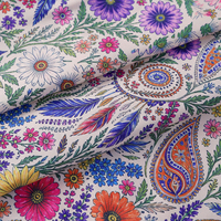 Tela Popelina de Algodón 100% Ligera con Estampado Floral Digital, Acepta Diseños Personalizados, 80x80 cm, para Niñas