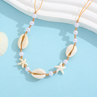 Collier en résine fait main avec coquillages cauris, perles d'étoile de mer, bijoux bohèmes inspirés de la mer, cadeau pour femmes et filles, ensemble boucles d'oreilles et bracelet