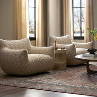 Canapé de salon simple de luxe populaire chaise pivotante de grande taille Style moderne Boucle tissu siège de salon villa simple maison hôtel