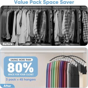 Metal Pants <strong>Hangers</strong> with <strong>15</strong> Clips Space-Saving Closet Organizer That Holds 30 Leggings Rubber-Coated Closet <strong>Hangers</strong> - Product Image 5