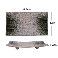Assiette de service rectangulaire en céramique Uaral pour sushis japonais et coréens – Motif uni en grès