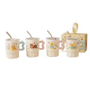 Creative <b>and</b> stylish <b>straw</b> mug, cute ceramic water <b>cup</b> with <b>lid</b>, perfect as a souvenir or promotional gift. - Product Image 1