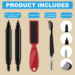 Crayon de remplissage pour <span class=keywords><strong>barbe</strong></span> en gros pour hommes, imperméable, résistant à la transpiration, longue tenue, aspect naturel avec brosse, pour combler les zones clairsemées, OEM - Product Image 3