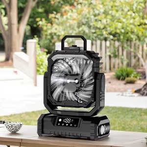 Ventilateur portable 20000mah à cinq vitesses, rechargeable par type-C, avec pulvérisation de refroidissement, ventilateur électrique pour extérieur, ventilateur de table USB avec lumière LED - Product Image 1