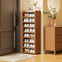 Meuble à chaussures Tenghang Simple Ultra-Mince en Bambou – Modèle Compact pour Couloirs/Entrées Étroits – Anti-Poussière et Gain de Place