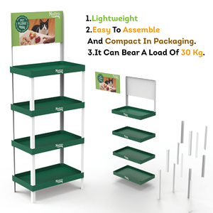 Tùy chỉnh vật nuôi mèo thực phẩm <span class=keywords><strong>PVC</strong></span> hiển thị giá sàn đứng hiển thị đứng nhẹ Rack hiển thị cho vật nuôi cửa hàng và siêu thị - Product Image 4