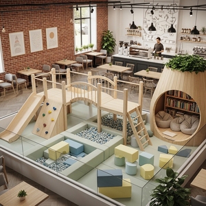 Équipement de jeux intérieur pour restaurants et cafés, château gonflable pour enfants, aire de jeux souple avec toboggan et piscine à balles, jeux d'amusement - Product Image 5