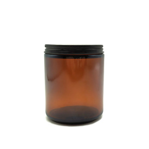 Candle Amber Glass Jar 4oz Scented Candle Cylinder Amber Glass Jar With Metal Lid