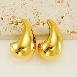 Zogxin Gold Teardrop Shape <b>Titanium</b> Steel <b>Stud</b> Earrings Geometric Design For Women Fashion Jewelry - Product Image 3
