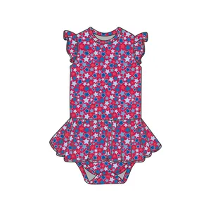 Liangzhe ODM/OEM Wholesale printed bikini bathing suits little girls one piece floral swimsuit for kids swimwear