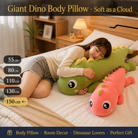 Coussin Dinosaure en Coton PP Ultra Doux Personnalisé de 51-150 cm, Jouet en Peluche Anti-Stress, Cadeau Unisexe en Gros
