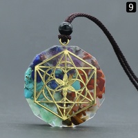 Collier pendentif en résine avec gravier de cristal naturel, énergie de guérison, sept méridiens, vente chaude transfrontalière