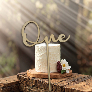 Decorazione per Torta in Legno per Primo <span class=keywords><strong>Compleanno</strong></span>, Topper per Torta 'One' per Festa di Baby Shower - Product Image 5