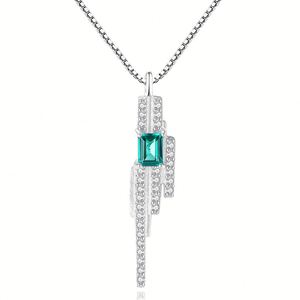 Emerald Cut Zircon Pendant <b>Set</b> <b>Sterling</b> <b>Silver</b> Rhodium Plated Cute Fashion Jewelry <b>Set</b> for Party & Wedding 925 - Product Image 3
