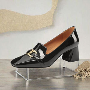 Zapatos de Tacón Cuadrado para Mujer, Formales, de Oficina, Sin Cordones, Tacón de Bloque de 5 cm, Parte Superior de Cuero Genuino, con Plataforma EVA para Aumentar la Altura, Primavera, Verano, Otoño - Product Image 2