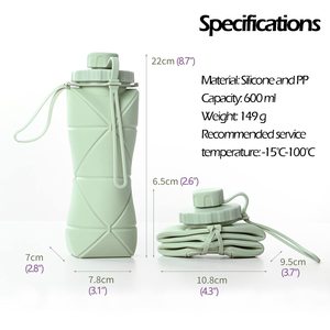 Silicone Vacuum Insulated Minimalist <b>Water</b> <b>Bottles</b> Wholesale Foldable <b>Collapsible</b> Leakproof Drink Portable Reusable Sports - Product Image 2