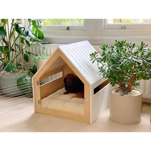 Houten moderne witte honden- en kattenhuis voor binnen met acryldeur, huisdierenmeubilair, binnenhondenhok - Product Image 1