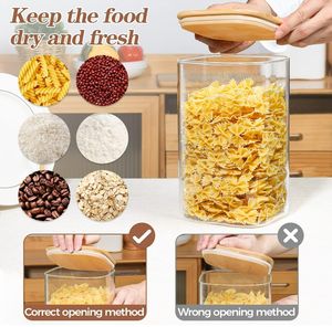 Contenedores cuadrados de almacenamiento de vidrio grande de lujo de 50oz con tapas herméticas de bambú para arroz, azúcar, Pasta, galletas, granos de café - Product Image 3