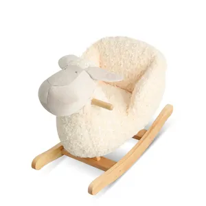 Ready to ship wholesale fashion kids' wooden rocking horse toy Customized Sheep Animal shape rocking horse rider toys for kids