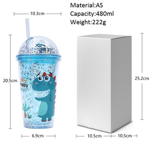 Vaso Infantil de 480 ml con Pajita y Diseño de Dinosaurio - Regreso a Clases, Apto para Lavavajillas y Ecológico - Product Image 3